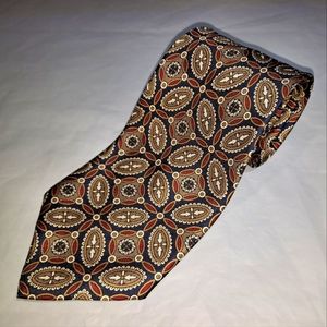 Vintage Isaco 💯 Silk Men's Necktie 57-60" x 3.5" Gold/Black/Burgundy Geometric